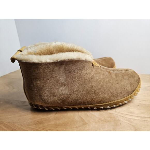 LL Bean Slippers Mens 8M Brown Shearling Lined Wicked Good Suede - Picture 3 of 7